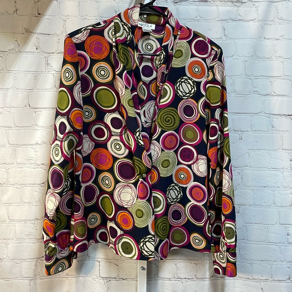Nicola vintage blouse jacket gathered neck one button shoulder pads size…